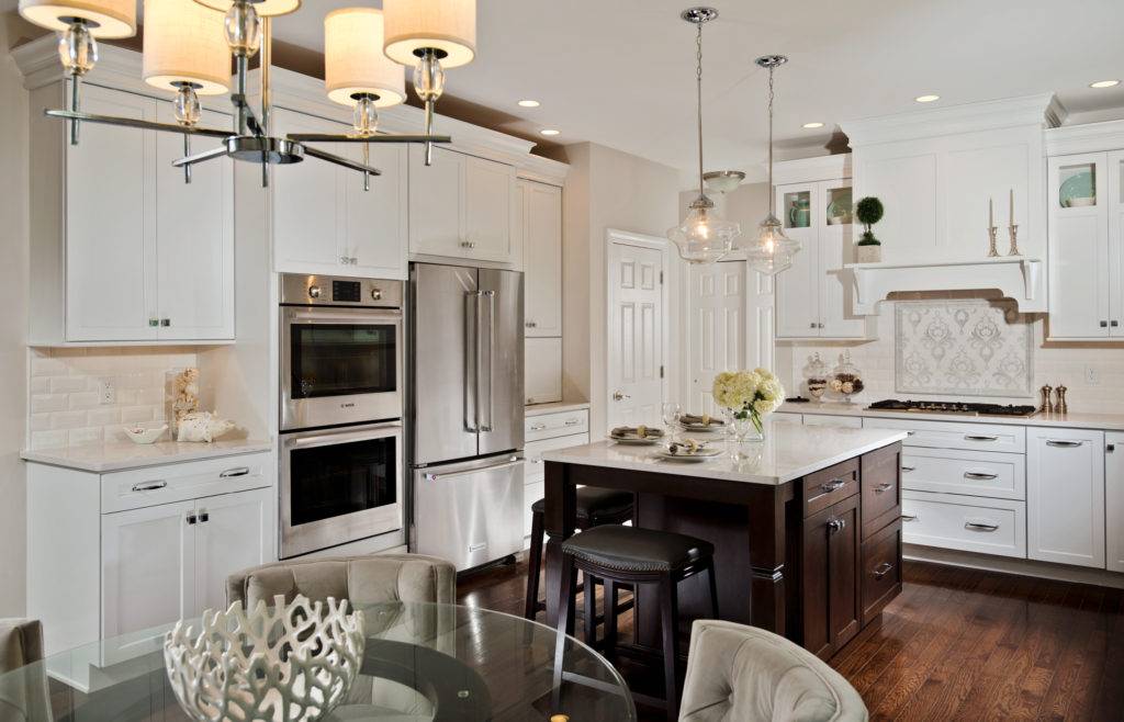 bright kitchen with stained hardwood